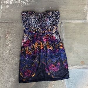 Charlie Jade purple blue pink feather dress S